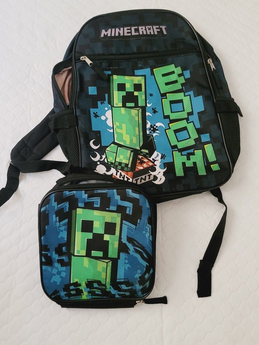 Minecraft Boys Black & Green Creeper Backpack